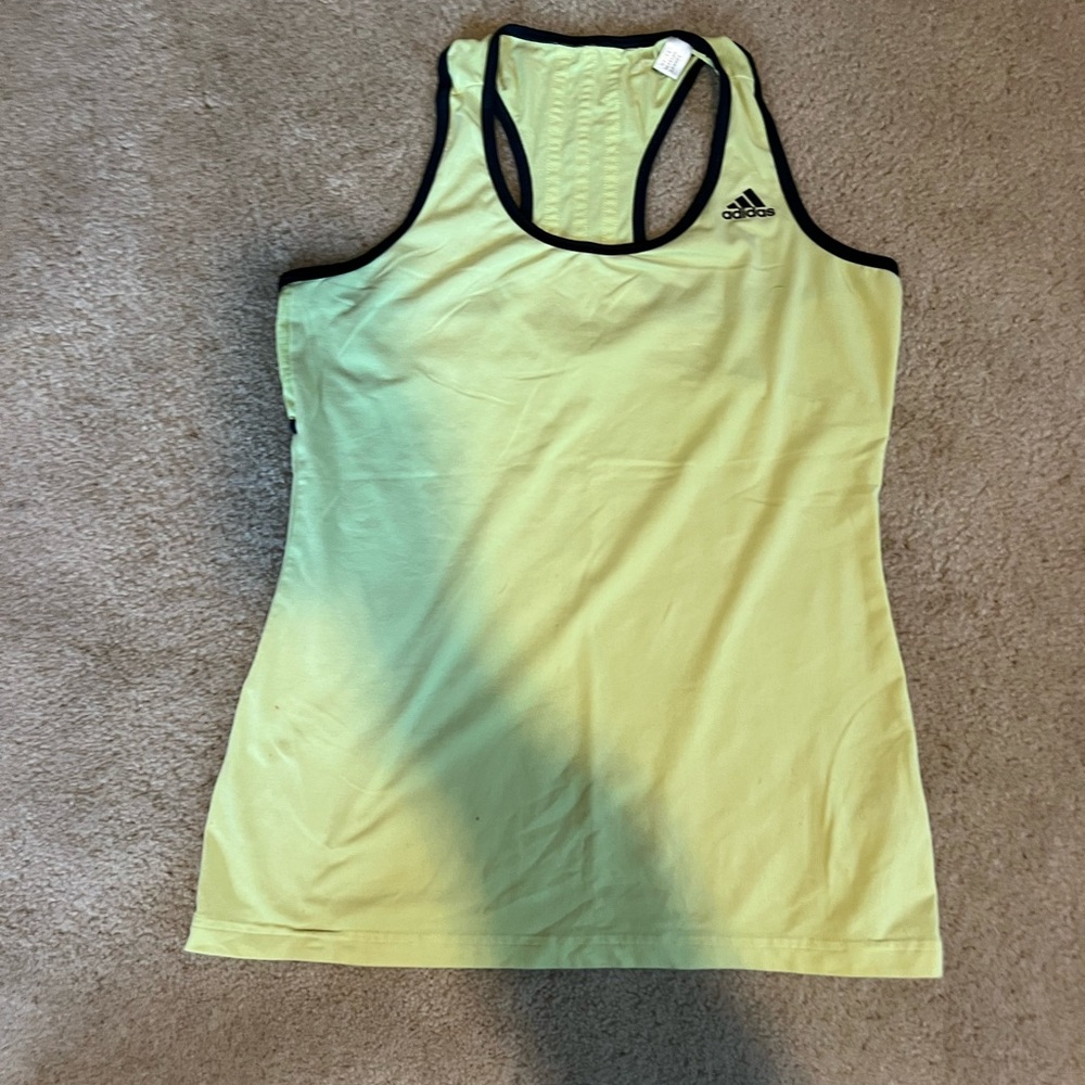 Adidas Yellow and Black Fitted Sleeveless Tank Top